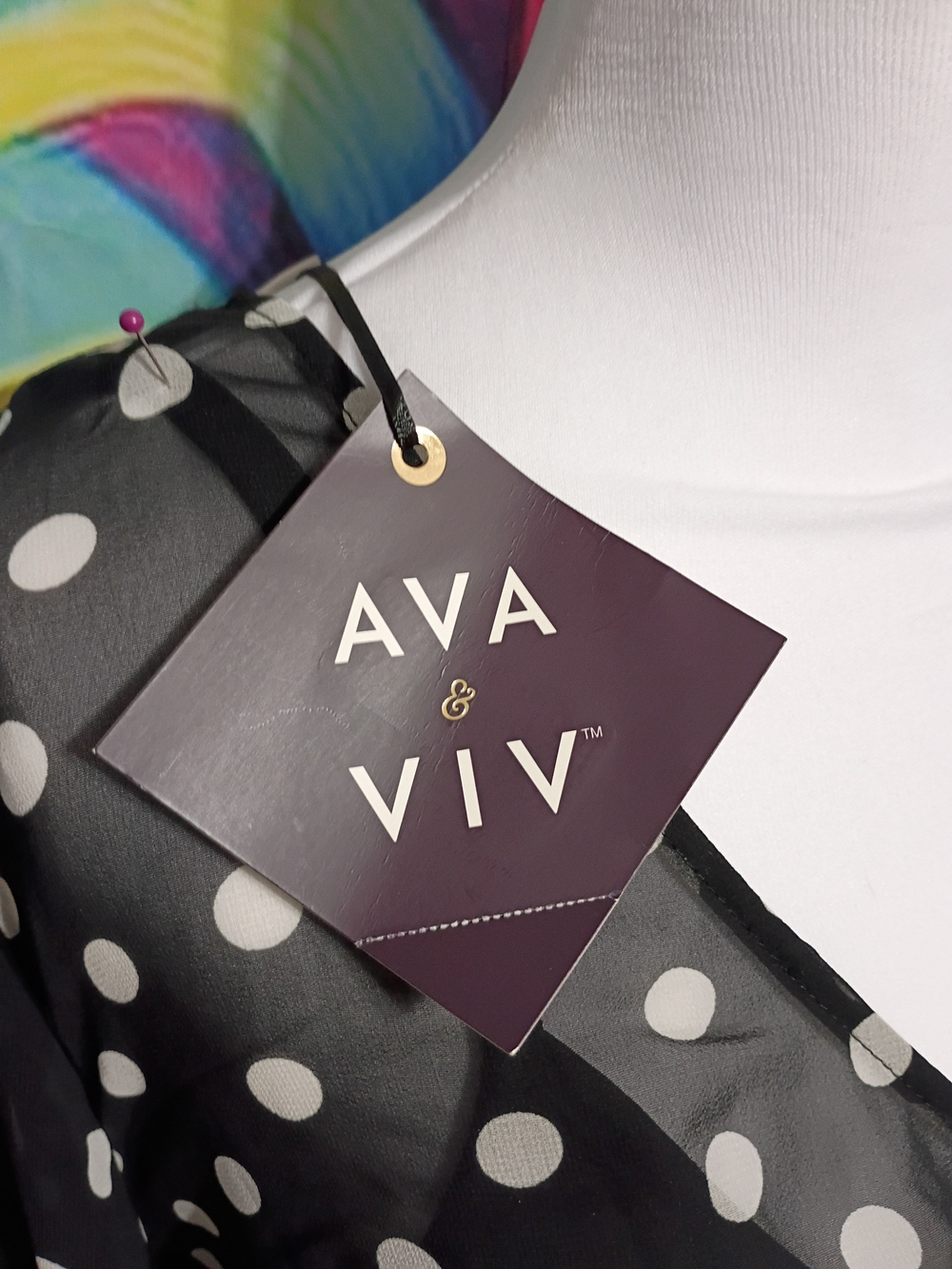 Ava & Viv Black Polka Dot Long Sleeve Maxi Dress - Picture 2 of 6